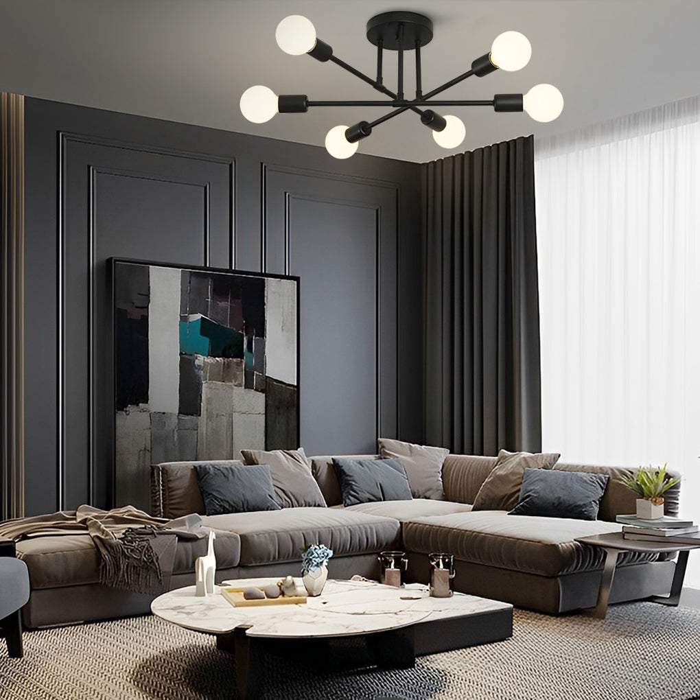 Modern 6-Light Sputnik Flush Mount Ceiling Light - 22'' Dia