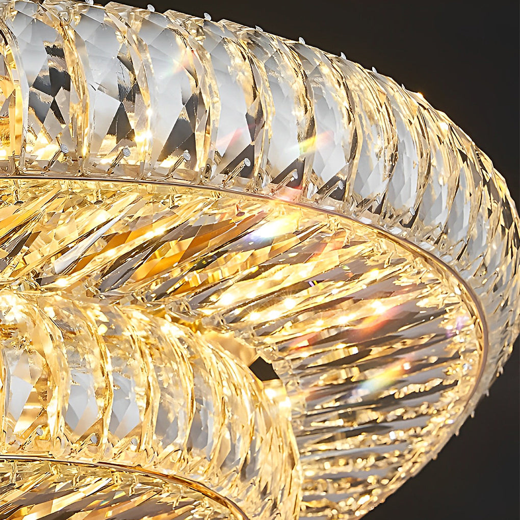 Crystal Glass Flush Mount Ceiling Light with 3-Step Dimming