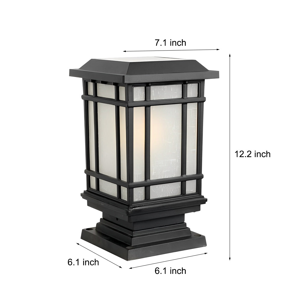 Modern Solar Fence Post Light - 3-Step Dimming - Die-Cast Aluminum