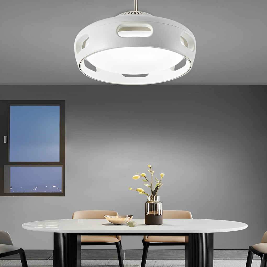 Smart Dimmable Bladeless Ceiling Fan Light with LED - White