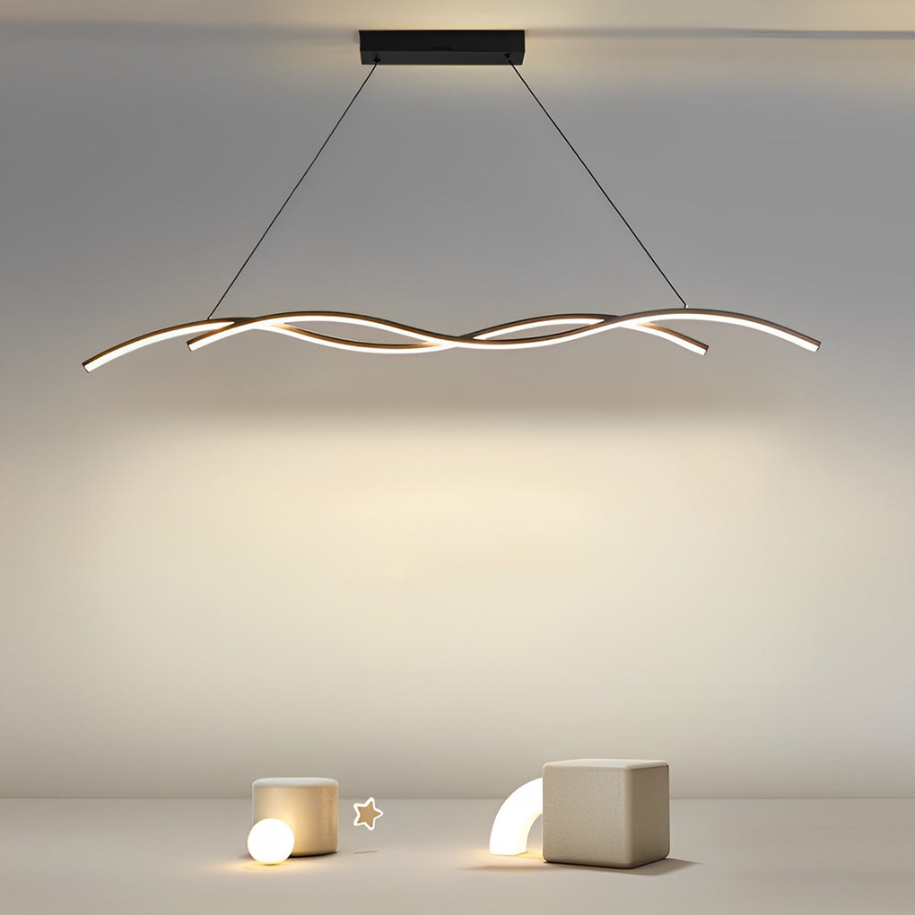 Double Wave Modern LED Pendant Light in Black or White
