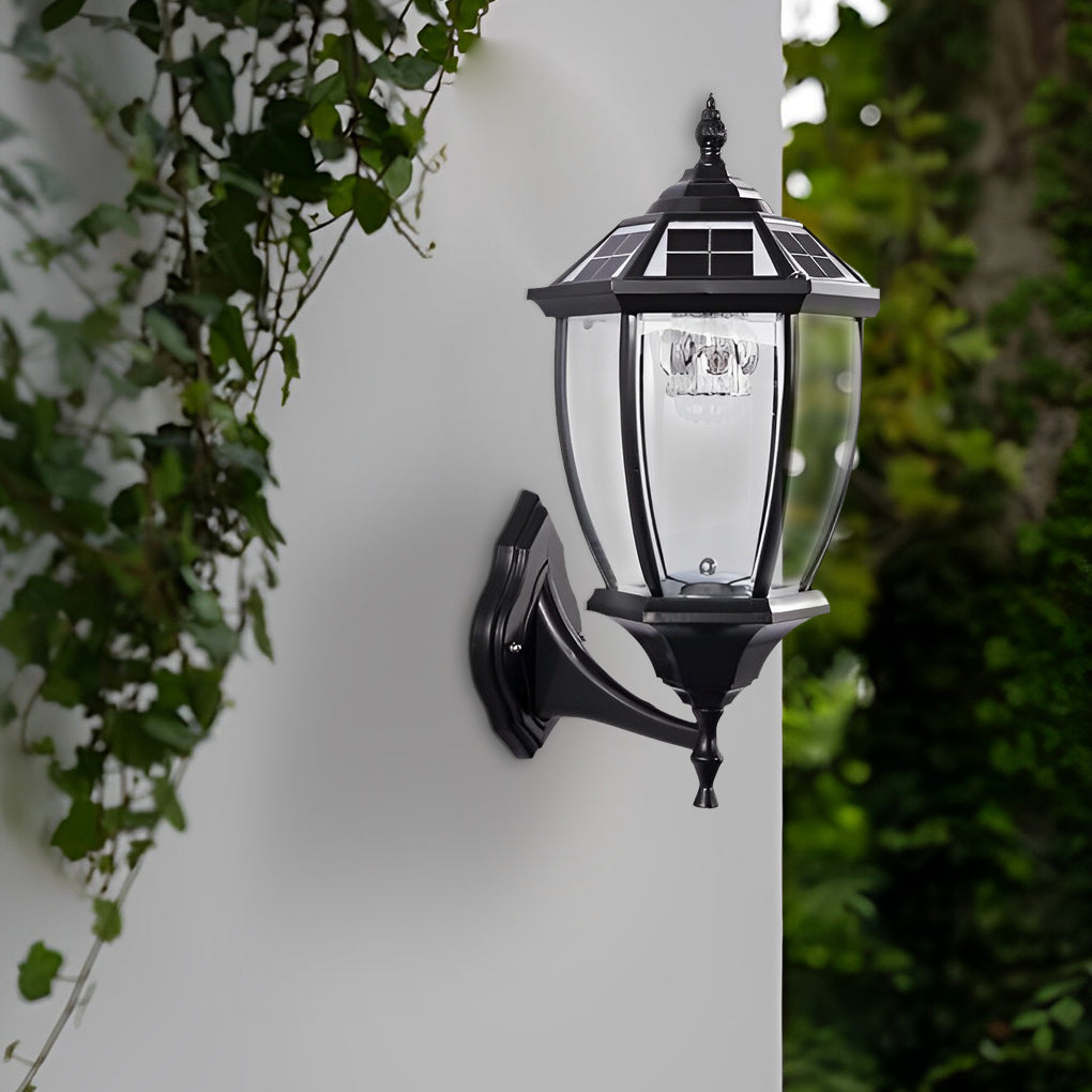 Modern Black Solar Outdoor Post Light with Remote Control
