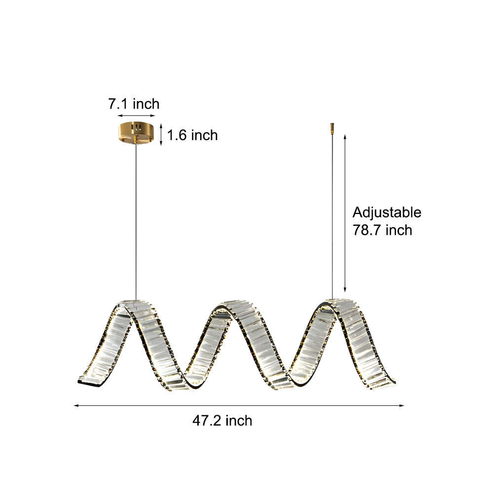 Crystal Wave LED Pendant Light - Modern Dining Room Chandelier
