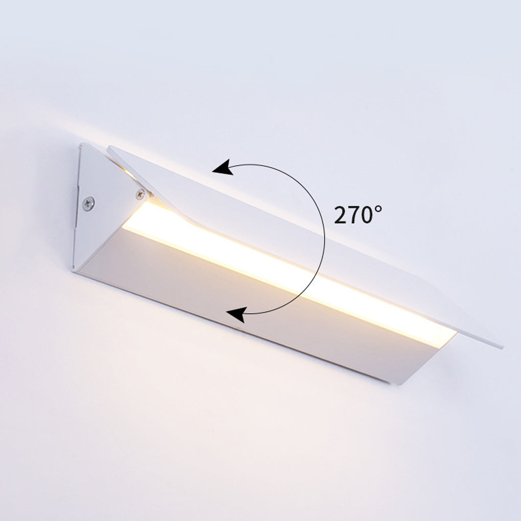 Adjustable Rectangular LED Wall Lamp with 270° Rotation - White