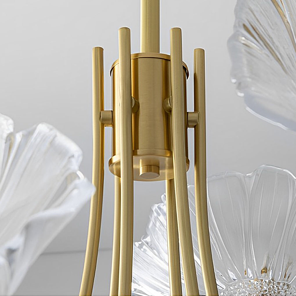 Flower Glass Shade Copper Chandelier – Modern Minimalist Design
