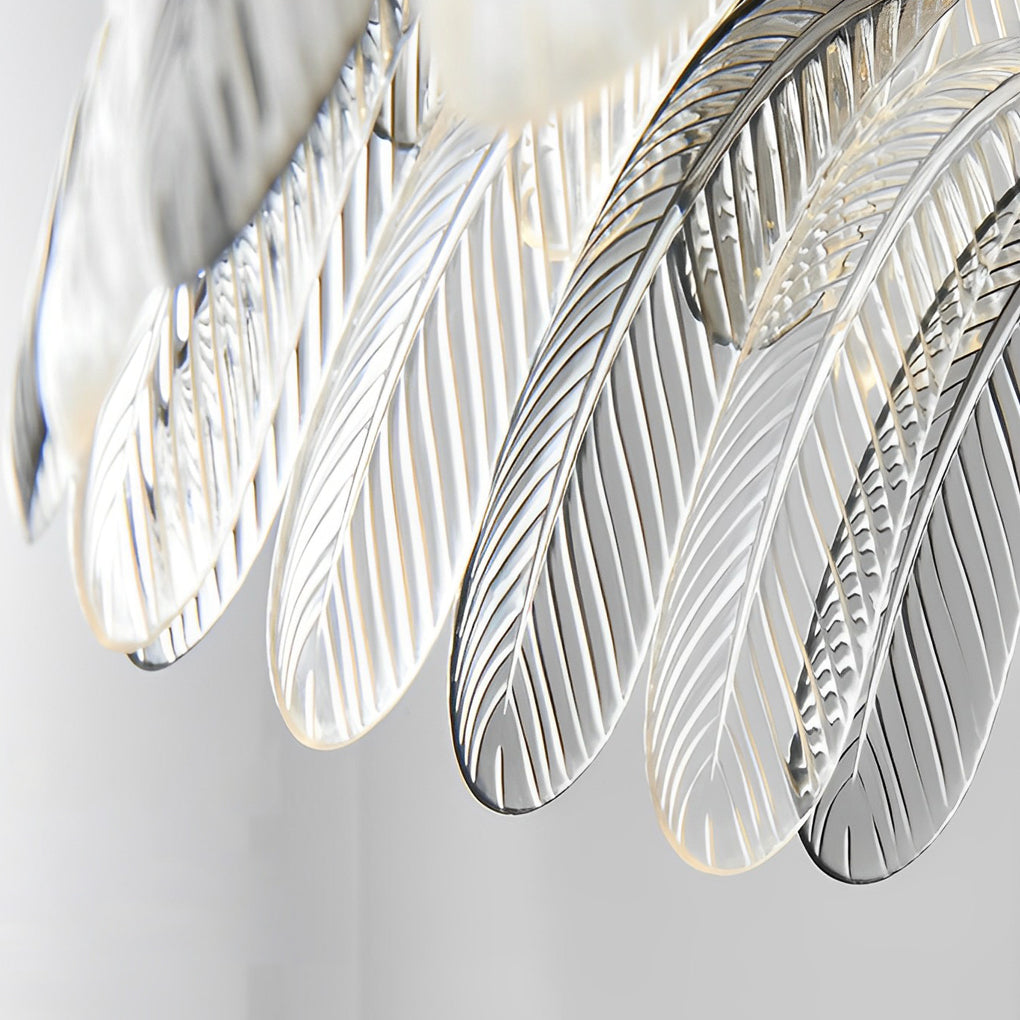 Modern Feather Chandelier with 3-Step Dimming - Acrylic Pendant