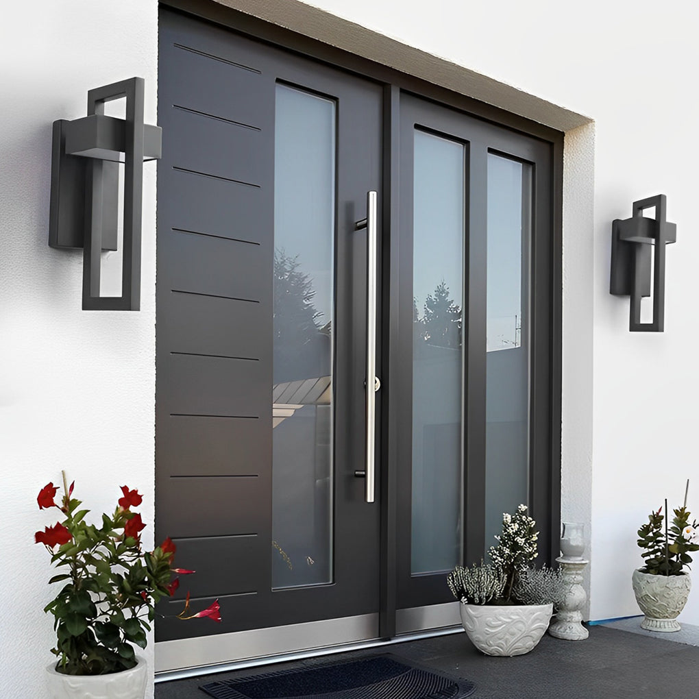 Rectangular Modern LED Outdoor Wall Lamp - Waterproof Black