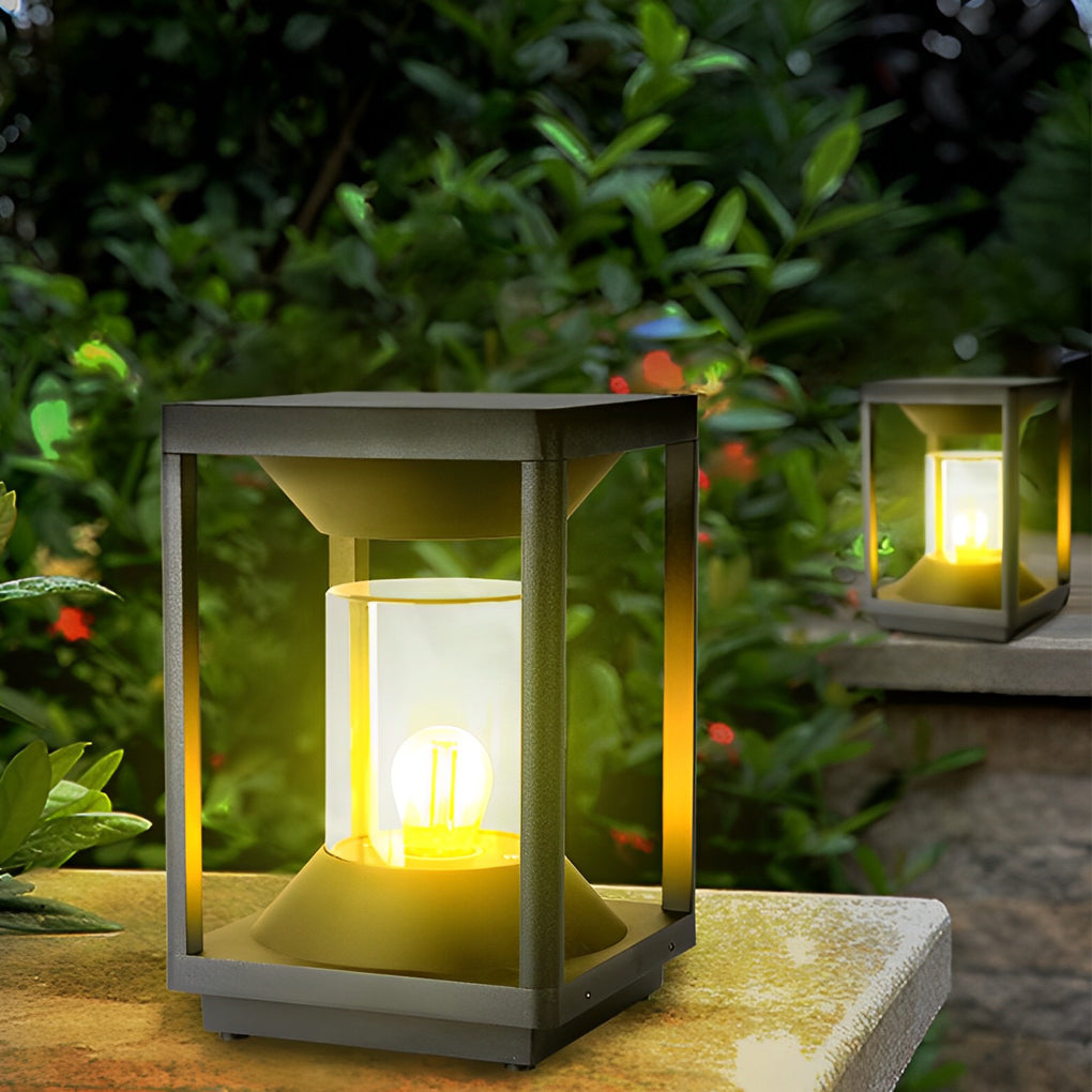 Square Modern Solar LED Fence Post Light - Waterproof Aluminum