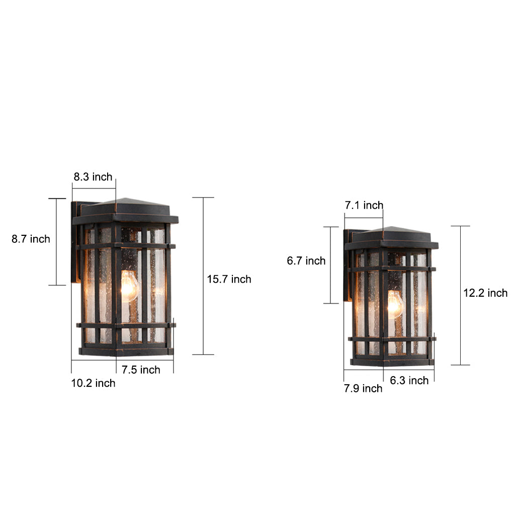 Modern Outdoor Wall Light with Bubble Glass Shade & Aluminum Frame