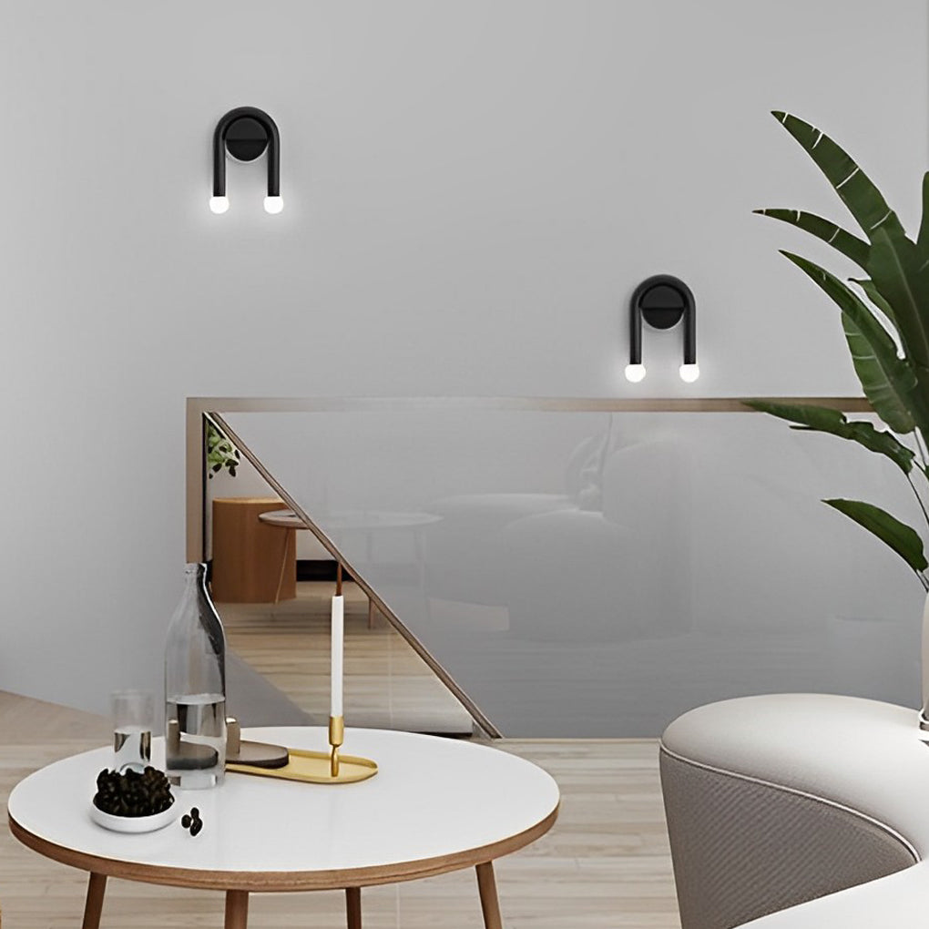 Modern Black Wall Sconce with Dual Glass Shades - G4 Wall Lamp