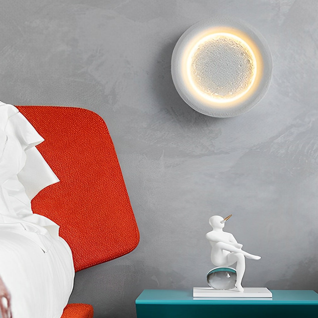 Round Moon Resin Wall Sconce - Modern LED Wall Light