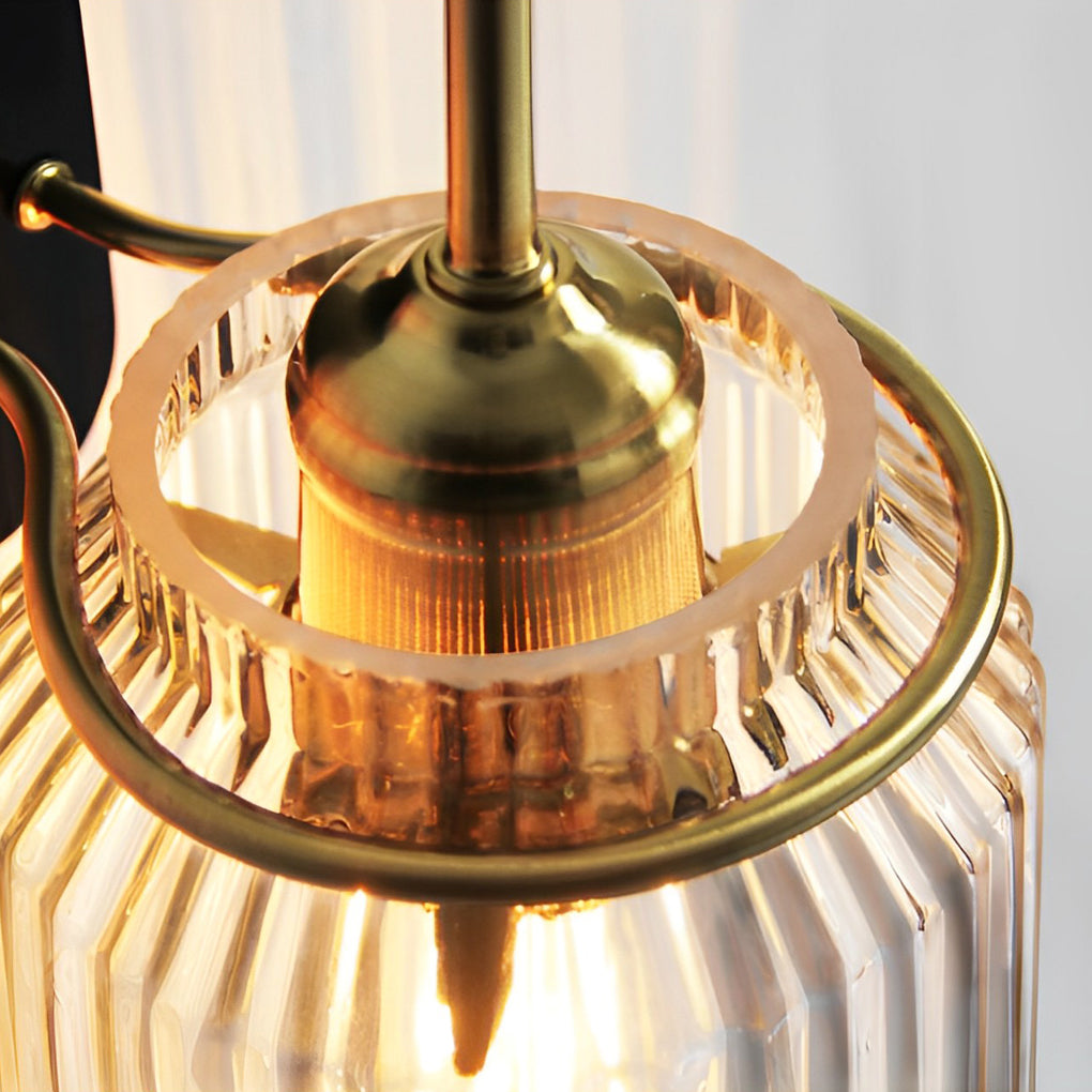 Modern Wavy Glass Wall Sconce with Gold Metal Frame