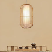 Hand-Woven Bamboo Pendant Light – Farmhouse Rustic Ceiling Lamp