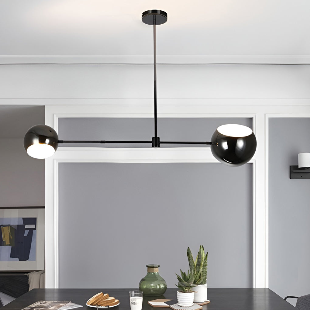 Geometric Linear Black Iron Chandelier Modern Pendant Light