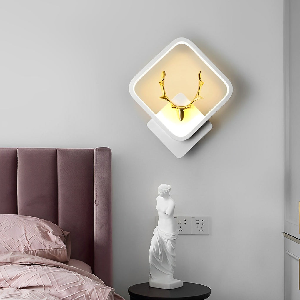 Modern Antler Wall Sconce LED Bedside Lamp Iron Aluminum