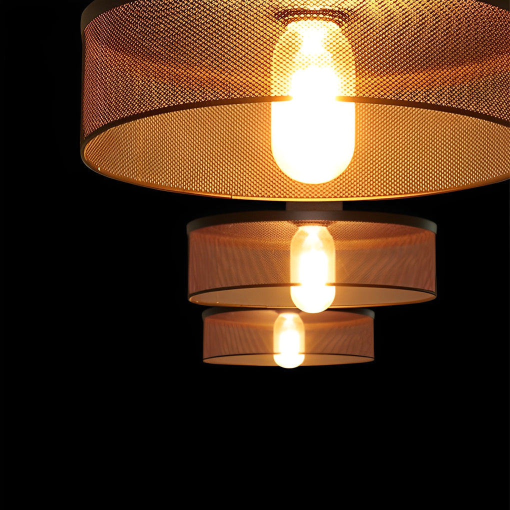 Industrial Concrete & Metal Mesh Pendant Light - Black Cage