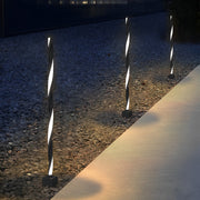 Linear Black LED Solar Path Lamp Modern Outdoor Landscape Lighting