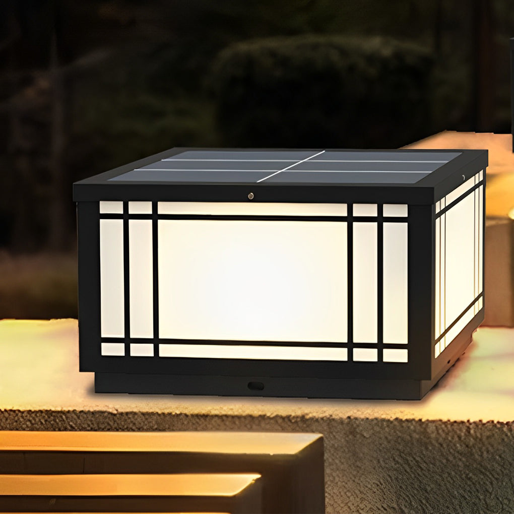 Modern Solar Fence Post Light with Remote Control & 3-Step Dimming