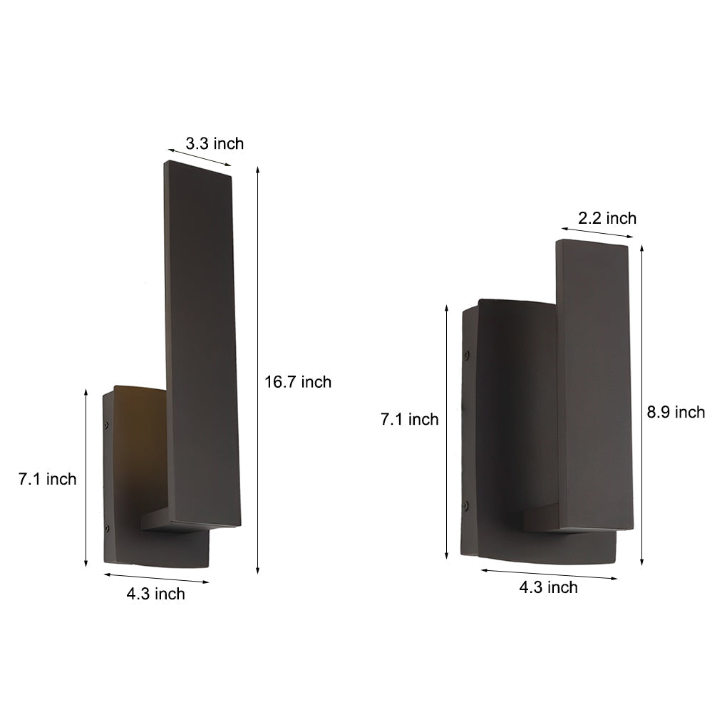 Modern Aluminum LED Outdoor Wall Light - Waterproof Black Sconce