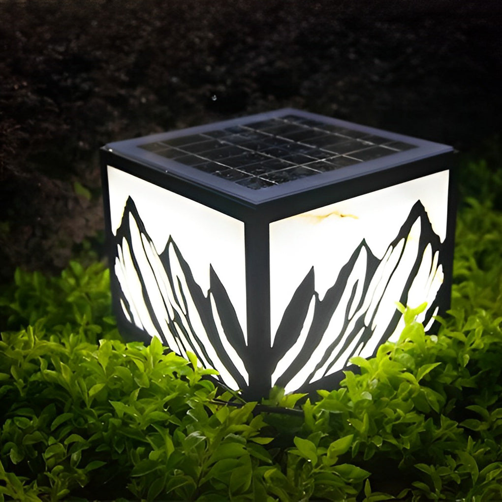 Solar Fence Post Light - Modern Mountain Scenery Design - LED