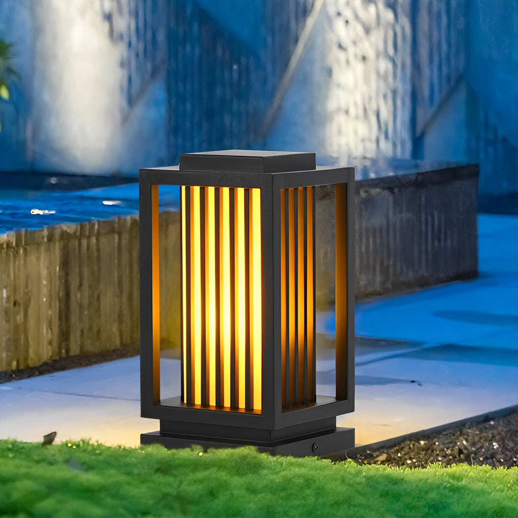 Modern Black Cage LED Pathway Lawn Light for Outdoor Landscape