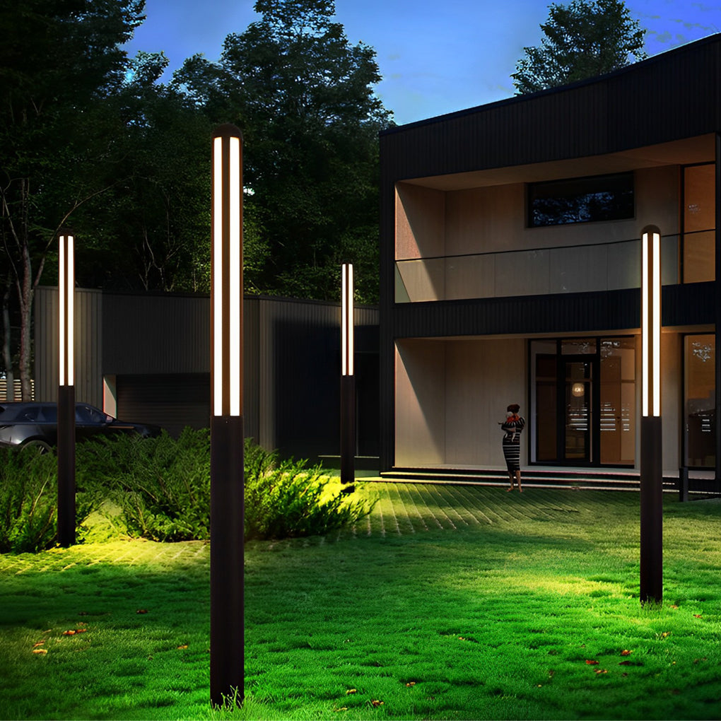 Modern Black Aluminum LED Bollard Light – Outdoor Waterproof