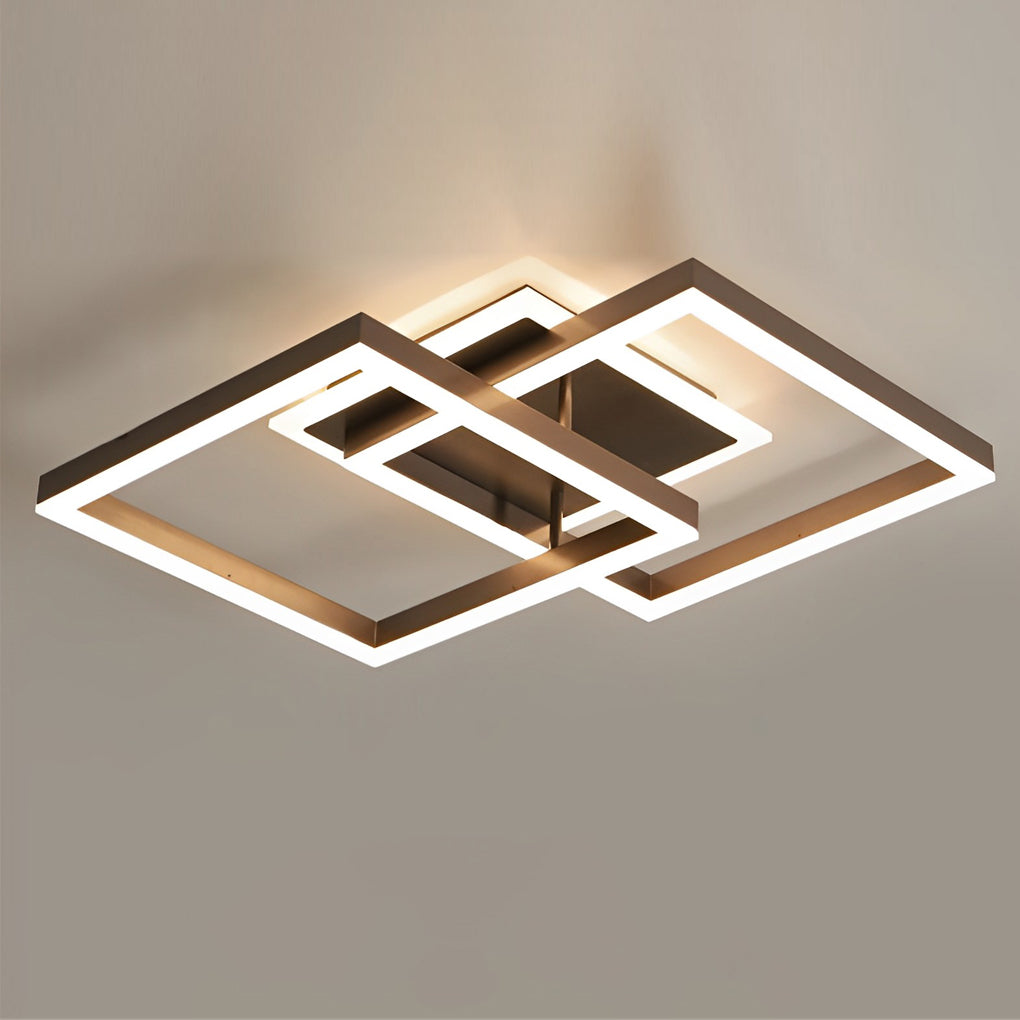 Modern Square Overlapping LED Aluminum Semi-Flush Ceiling Light