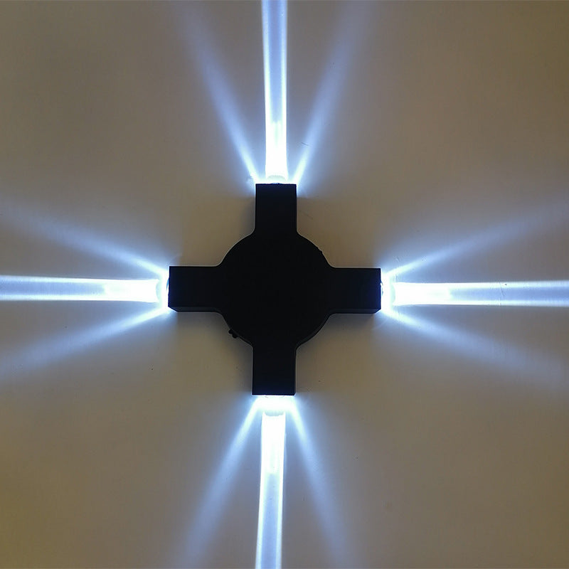Starlight Modern LED Outdoor Wall Lamp - Waterproof Black Aluminum