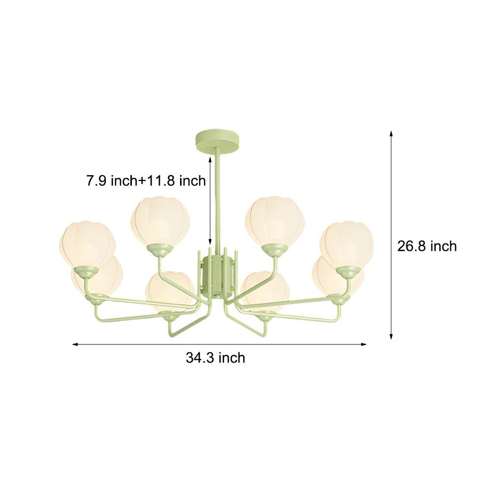 8-Light Orchid Bell Glass Chandelier with Three-Step Dimming