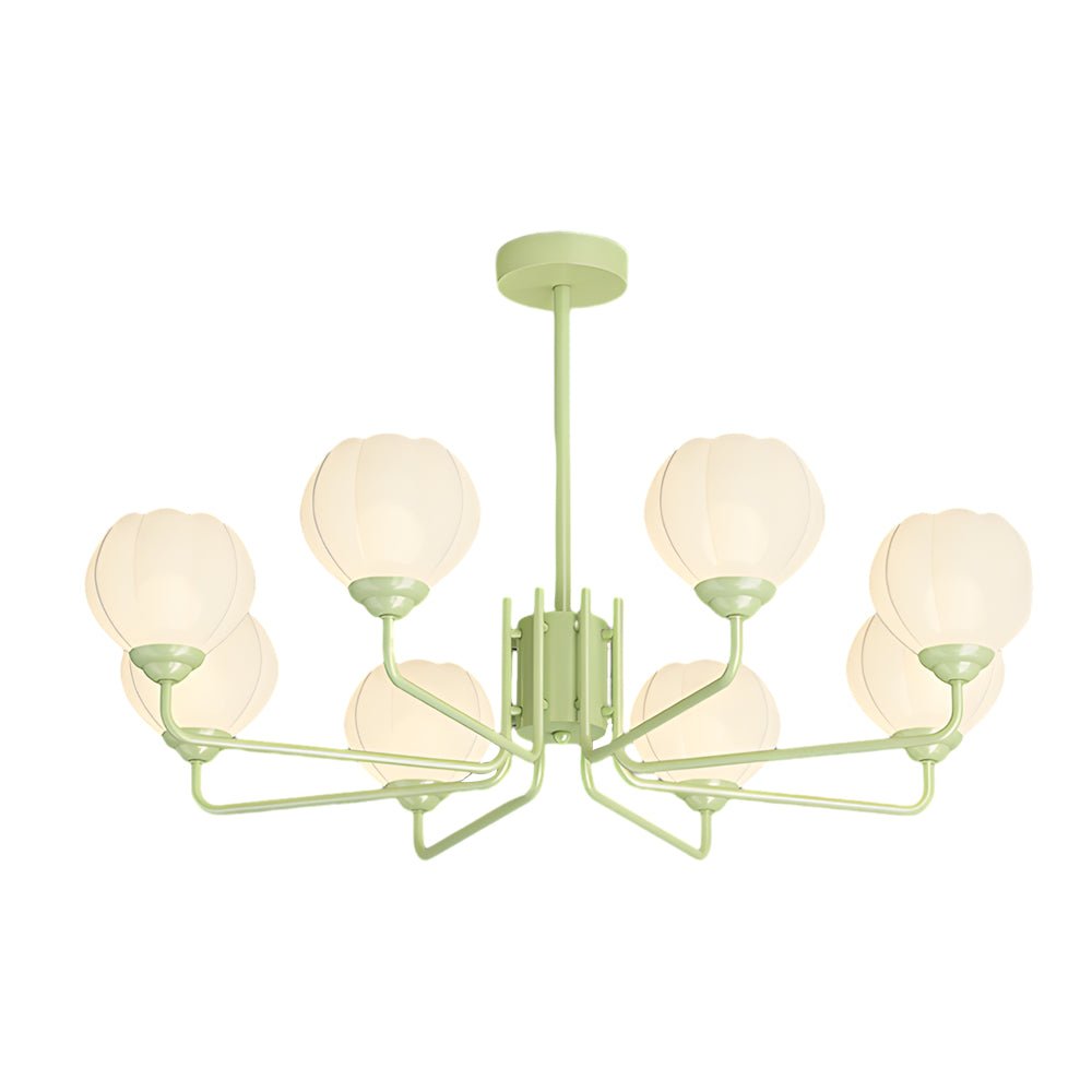 8-Light Orchid Bell Glass Chandelier with Three-Step Dimming