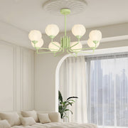 8-Light Orchid Bell Glass Chandelier with Three-Step Dimming