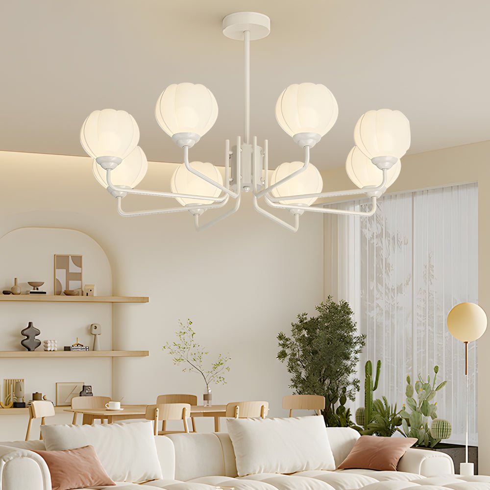8-Light Orchid Bell Glass Chandelier with Three-Step Dimming