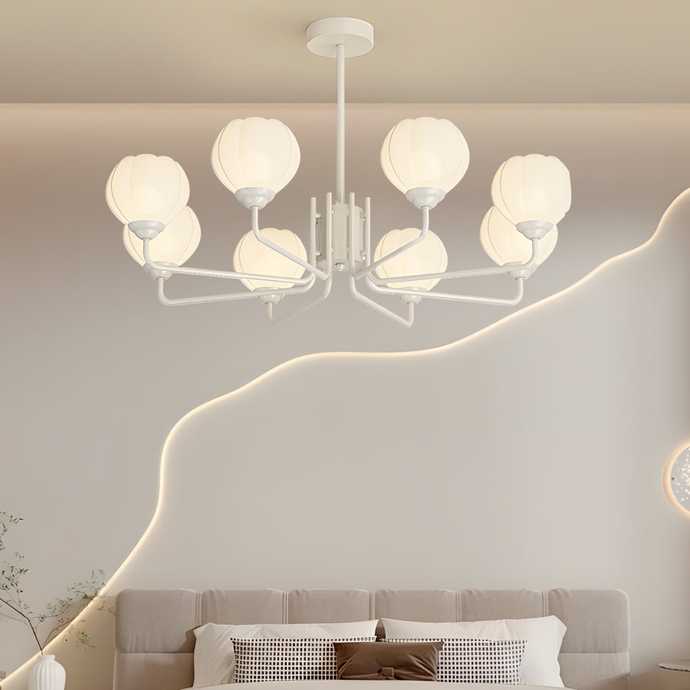 8-Light Orchid Bell Glass Chandelier with Three-Step Dimming
