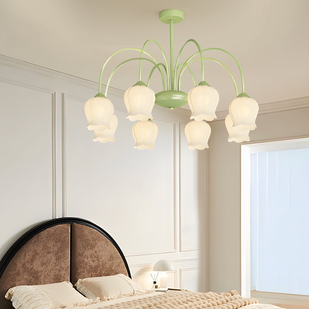 8-Light Orchid Flower Chandelier with 3-Step Dimming