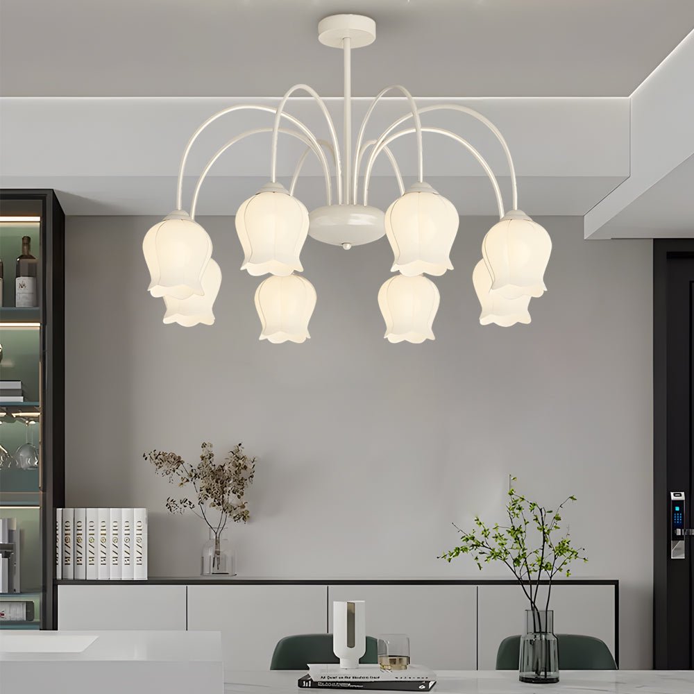 8-Light Orchid Flower Chandelier with 3-Step Dimming
