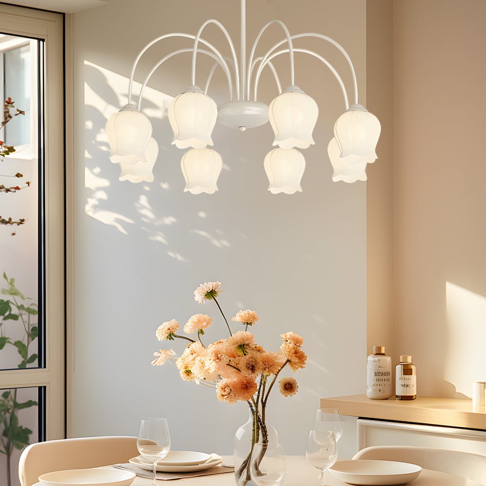 8-Light Orchid Flower Chandelier with 3-Step Dimming