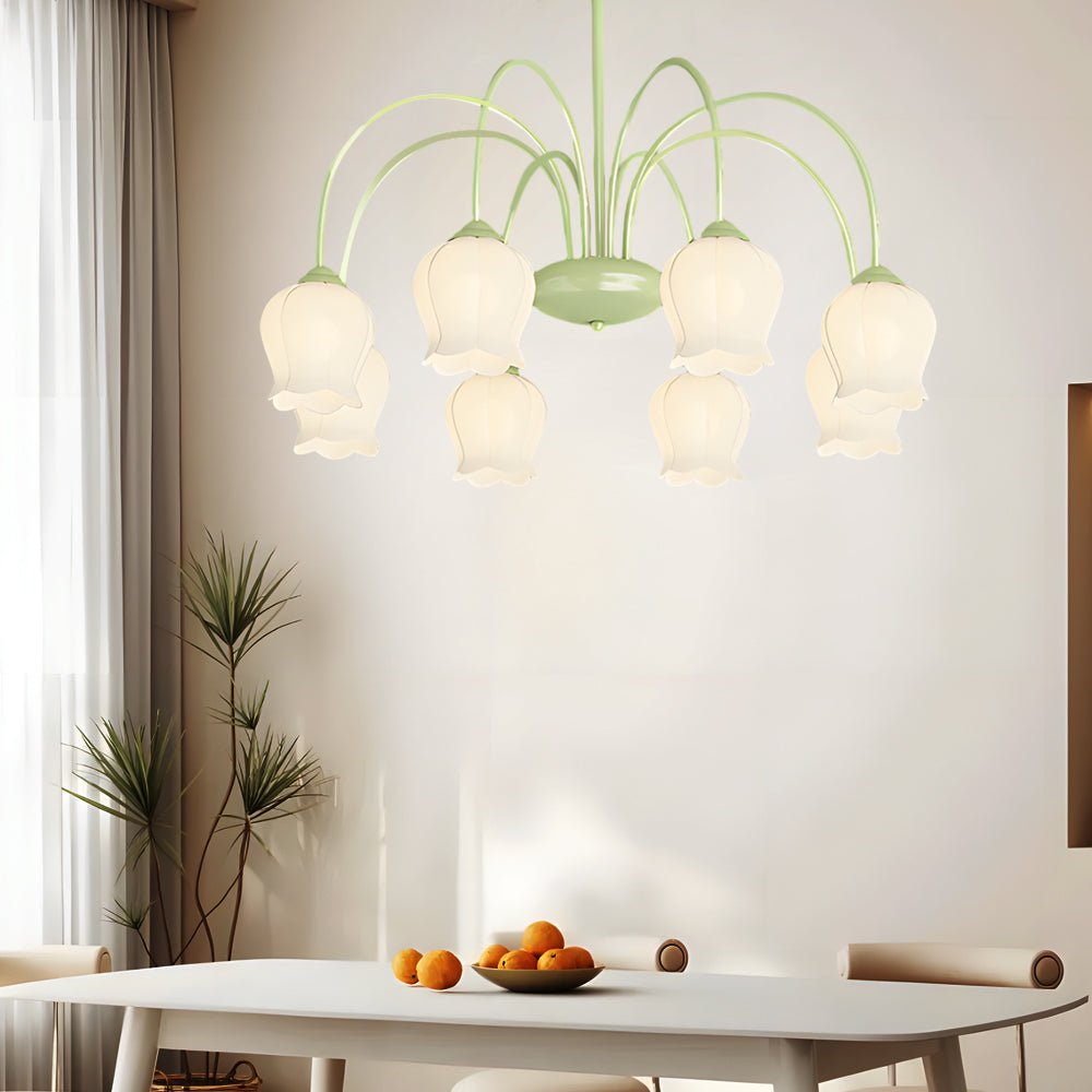 8-Light Orchid Flower Chandelier with 3-Step Dimming