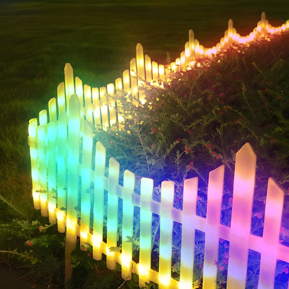 Wave-Shaped Solar LED Garden Fence 8-Pack Modern Outdoor Lighting