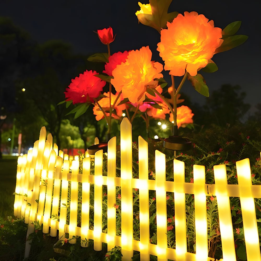 Wave-Shaped Solar LED Garden Fence 8-Pack Modern Outdoor Lighting