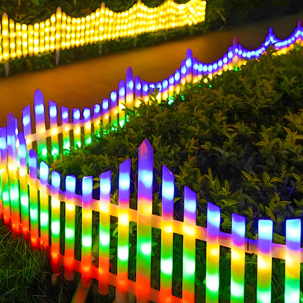 Wave-Shaped Solar LED Garden Fence 8-Pack Modern Outdoor Lighting
