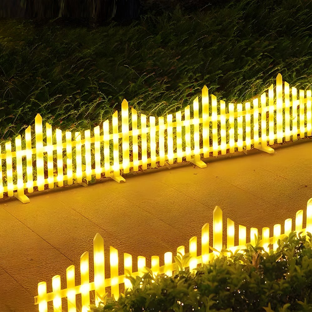 Wave-Shaped Solar LED Garden Fence 8-Pack Modern Outdoor Lighting