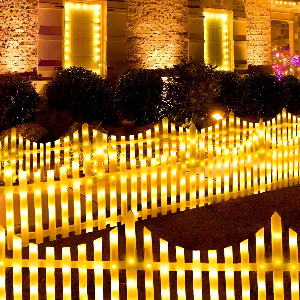 Wave-Shaped Solar LED Garden Fence 8-Pack Modern Outdoor Lighting