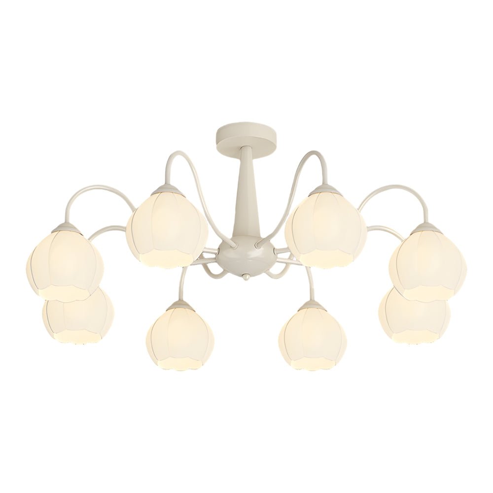 8-Light Floral Glass Chandelier with Three-Step Dimming