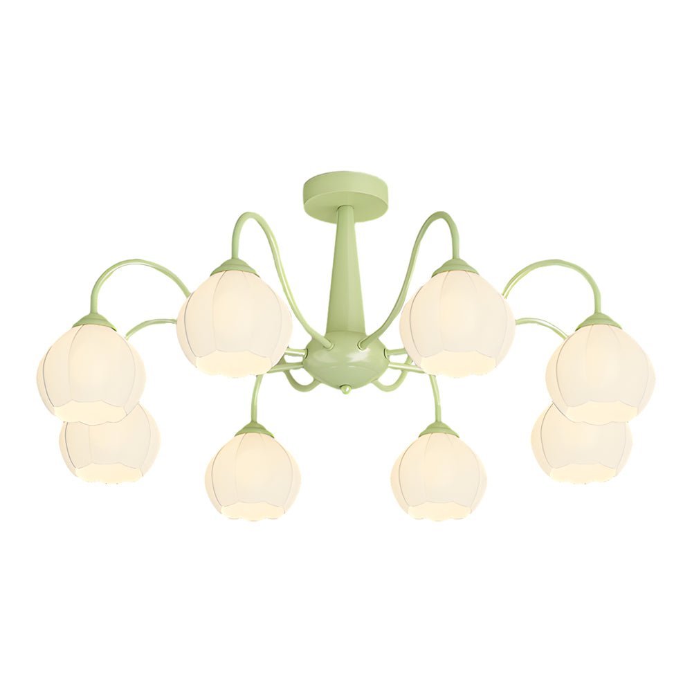 8-Light Floral Glass Chandelier with Three-Step Dimming