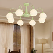 8-Light Floral Glass Chandelier with Three-Step Dimming