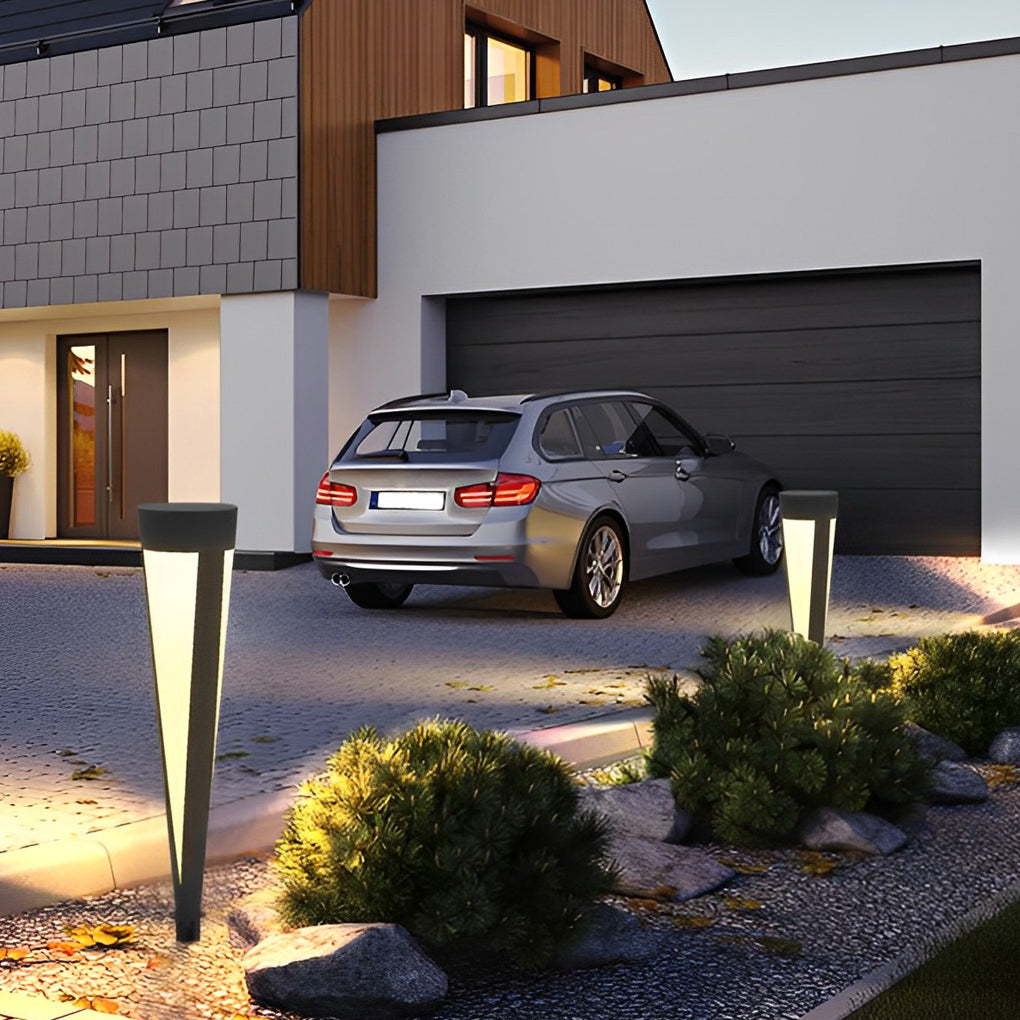Modern Gray Solar LED Lawn Light Waterproof Aluminum Outdoor