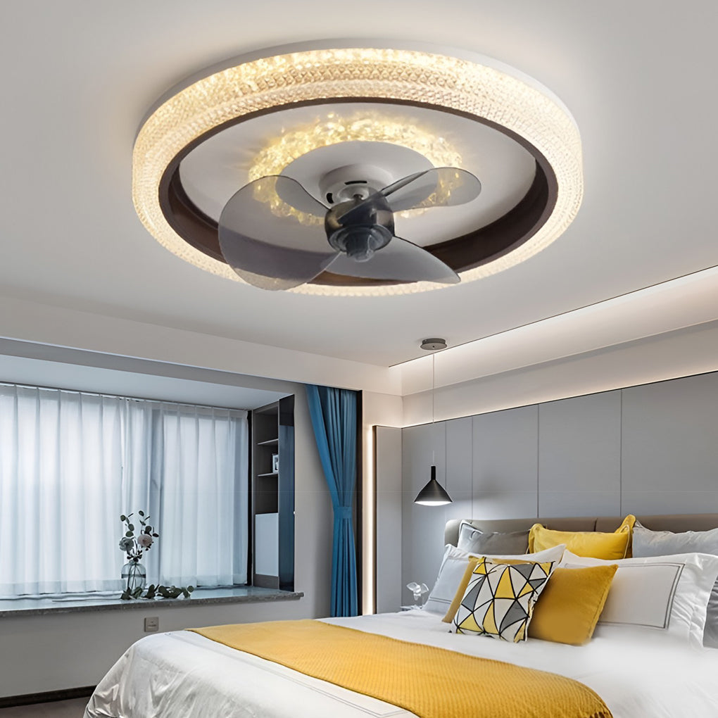 Modern LED Ceiling Fan Light with Dimmable Remote & 360° Rotation