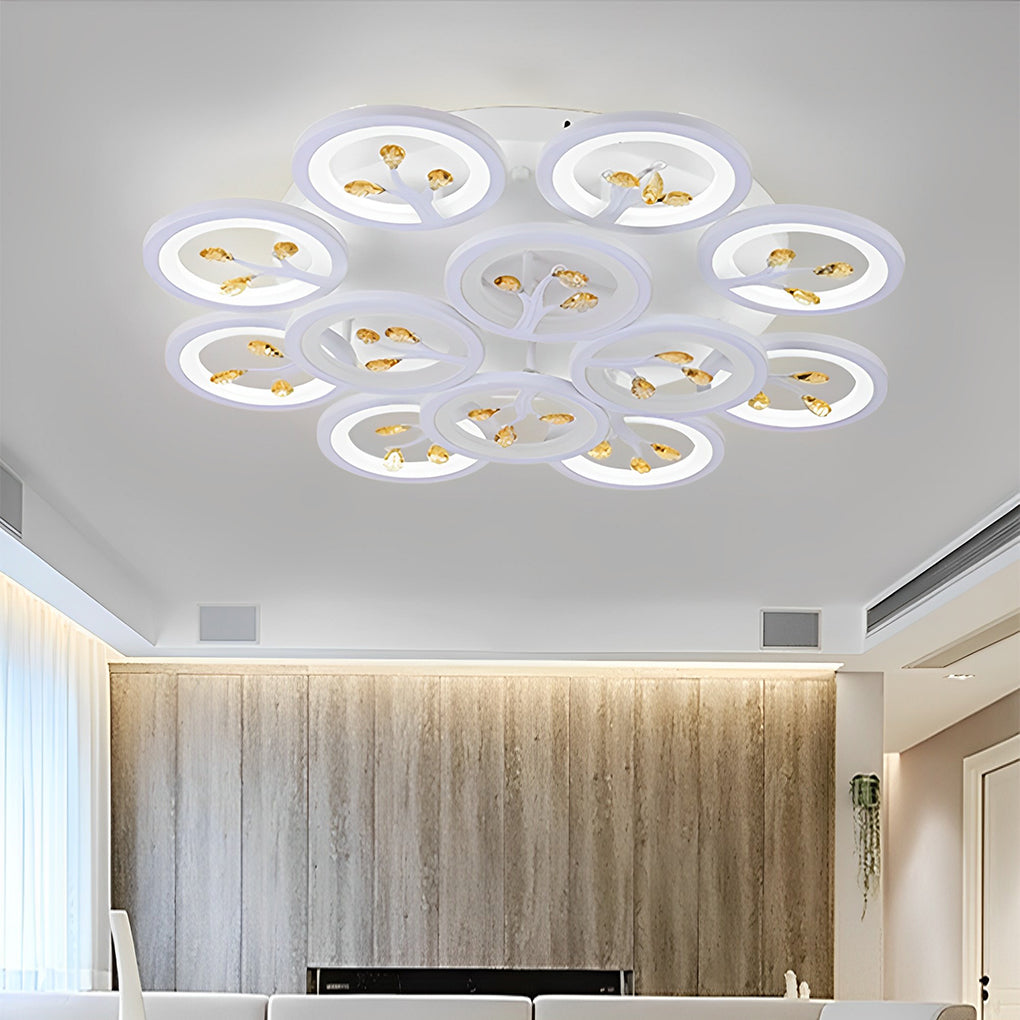 16-Light Flower Dimmable LED Flush Mount Ceiling Light White
