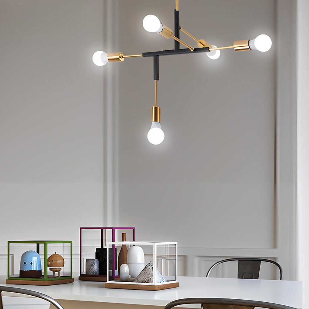 5-Light Branch Modern Chandelier – Electroplated Iron Ceiling Light