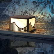 Modern Solar LED Outdoor Post Light with Mountain Scenery Design